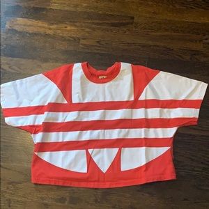 Adidas: Red and White Crop Top
